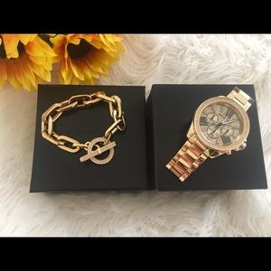 Michael Kors Gold Women’s Watch and Bracelet